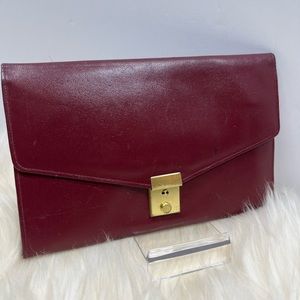 Vintage Genuine Burgundy leather Made in England Passport/ Travel Wallet